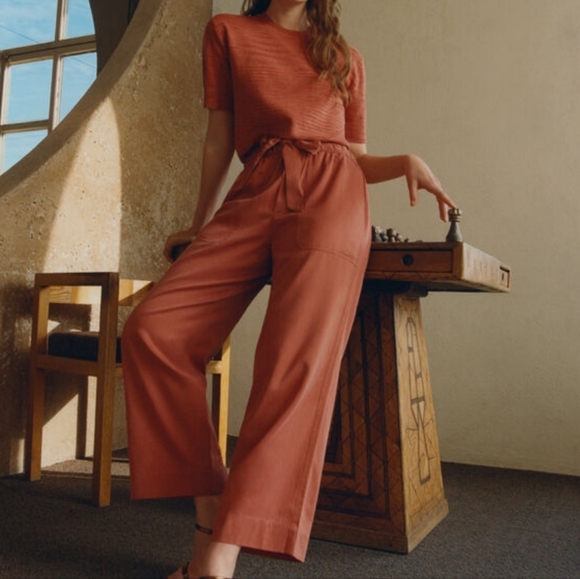 Club Monaco Pants - Club Monaco Polished Utility Pants, Wide Leg, Hi Rise, Orange, Sz 8, NWT